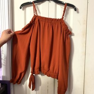 Dark orange off the shoulder strap blouse